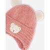 Lined Baby Winter Knit Hat with Ear Flaps, Dusty Pink - Winter Hats - 5