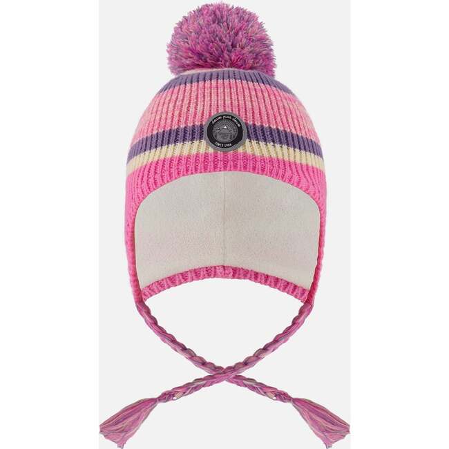 Lined Peruvian Knit Pompom Hat Pink and Purple, Pink and Mauve