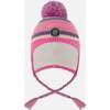 Lined Peruvian Knit Pompom Hat Pink and Purple, Pink and Mauve - Winter Hats - 1 - thumbnail