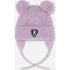 Lined Baby Knit Hat with Pompoms, Purple Gray - Winter Hats - 3