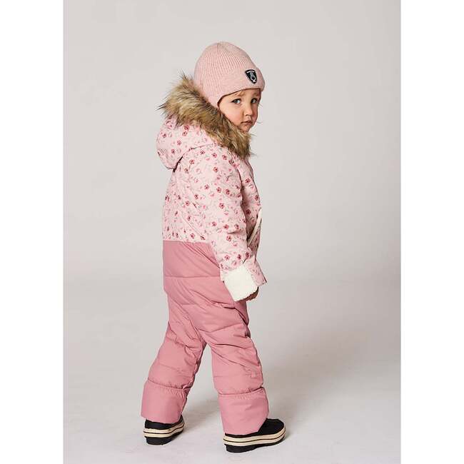 Lined Baby Knit Hat with Ears and Strings, Dusty Pink - Winter Hats - 2