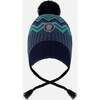 Lined Peruvian Knit Pompom Hat Blue and Green, Green and Blue - Winter Hats - 1 - thumbnail