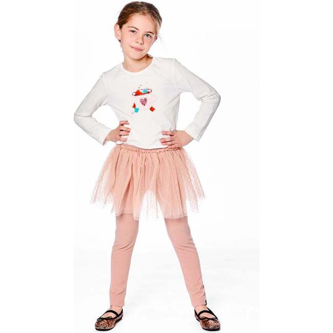 Leggings with Tulle Skirt, Dusty Pink - Leggings - 2
