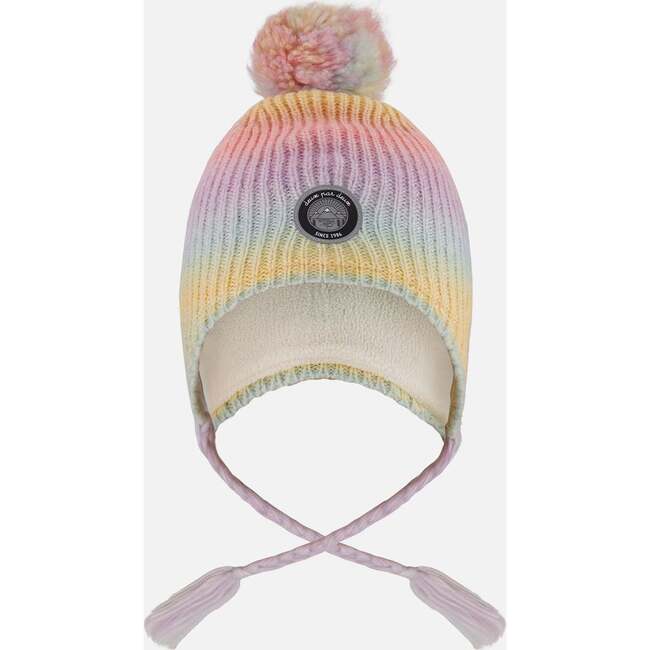 Lined Peruvian Knit Pompom Hat Multicolor, Multicolored
