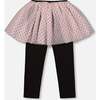 Leggings with Tulle Skirt Pink and Black, Pink and Black - Leggings - 3