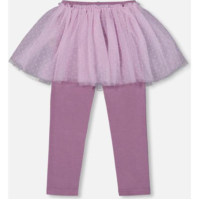 Leggings with Tulle Skirt, Purple Gray - Leggings - 3