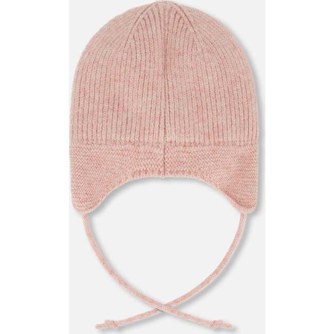 Lined Baby Knit Hat with Ears and Strings, Dusty Pink - Winter Hats - 3