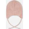 Lined Baby Knit Hat with Ears and Strings, Dusty Pink - Winter Hats - 3