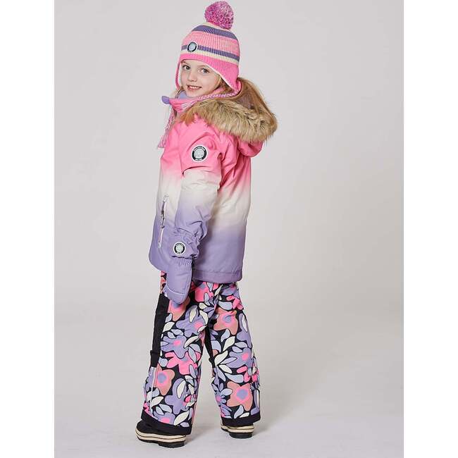 Lined Peruvian Knit Pompom Hat Pink and Purple, Pink and Mauve - Winter Hats - 2