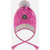 Lined Peruvian Knit Hat with Pompom Pink and Multicolor, Pink and Multi-Colored - Winter Hats - 1 - thumbnail