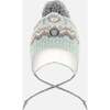 Lined Peruvian Knit Pompom Hat, Gray and Sage - Winter Hats - 1 - thumbnail