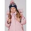 Lined Peruvian Knit Pompom Hat, Navy Blue and Pink - Winter Hats - 2