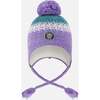 Lined Peruvian Knit Hat with Pompom, Lilac and Green - Winter Hats - 1 - thumbnail