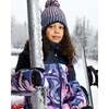 Lined Peruvian Knit Pompom Hat, Black and Purple - Winter Hats - 2