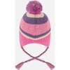 Lined Peruvian Knit Pompom Hat Pink and Purple, Pink and Mauve - Winter Hats - 3