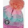Lined Peruvian Knit Pompom Hat, Pink, Orange and Turquoise - Winter Hats - 3