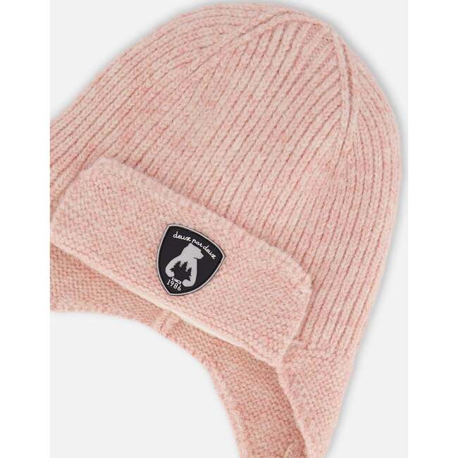 Lined Baby Knit Hat with Ears and Strings, Dusty Pink - Winter Hats - 4