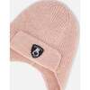 Lined Baby Knit Hat with Ears and Strings, Dusty Pink - Winter Hats - 4