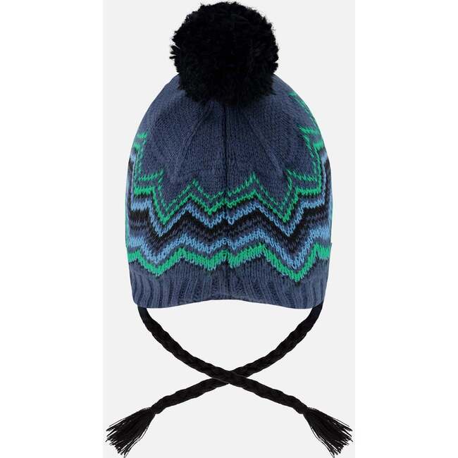 Lined Peruvian Knit Pompom Hat Blue and Green, Green and Blue - Winter Hats - 3