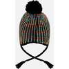 Lined Peruvian Knit Pompom Hat, Black and Multicolor - Winter Hats - 3
