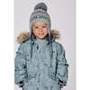 Lined Peruvian Knit Pompom Hat, Gray and Sage - Winter Hats - 2