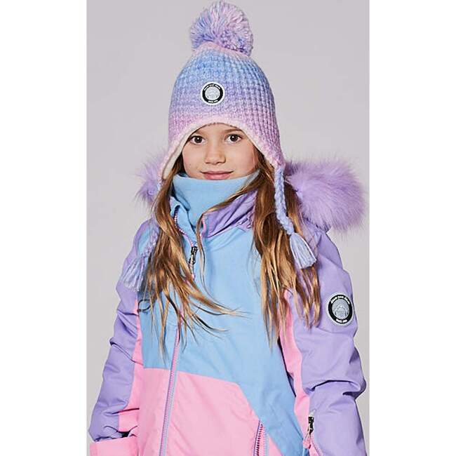 Lined Peruvian Knit Pompom Hat, Blue, Purple and Pink - Winter Hats - 2