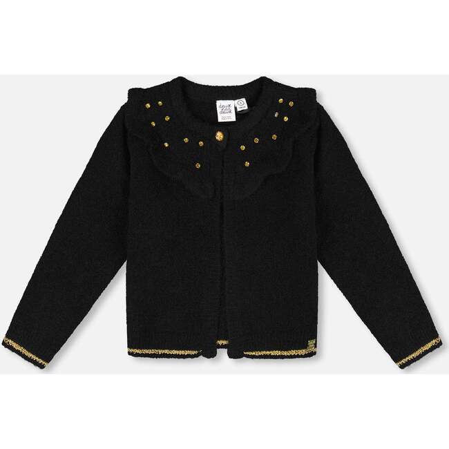Knitted Cardigan with Rhinestones, Black