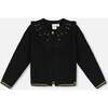 Knitted Cardigan with Rhinestones, Black - Cardigans - 1 - thumbnail