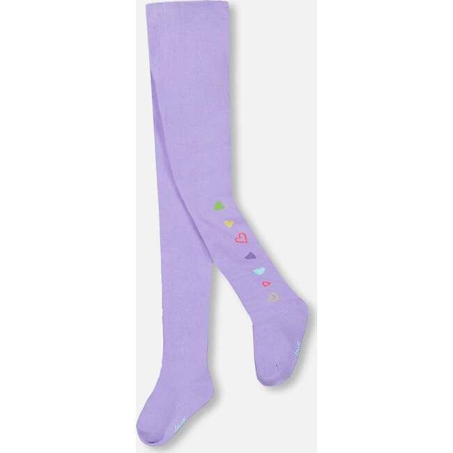 Knit Tights with Hearts, Lavender