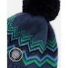 Lined Peruvian Knit Pompom Hat Blue and Green, Green and Blue - Winter Hats - 4
