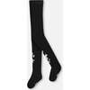 Knit Tights with Unicorns and Hearts, Black - Tights - 1 - thumbnail