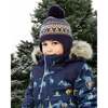 Lined Peruvian Knit Hat with Pompom, Taupe and Navy - Winter Hats - 2