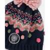 Lined Peruvian Knit Pompom Hat, Navy Blue and Pink - Winter Hats - 4