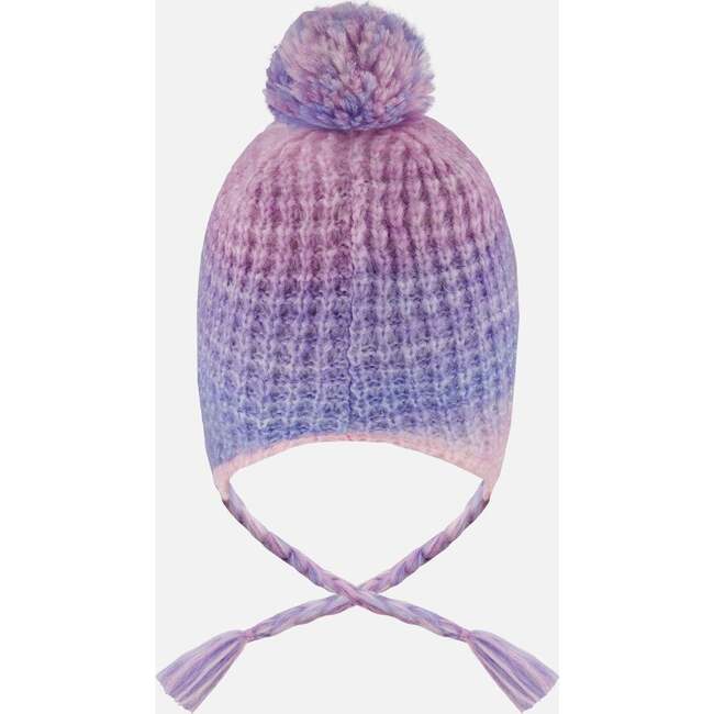 Lined Peruvian Knit Pompom Hat, Blue, Purple and Pink - Winter Hats - 3