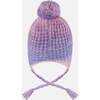 Lined Peruvian Knit Pompom Hat, Blue, Purple and Pink - Winter Hats - 3