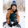 Lined Peruvian Knit Pompom Hat, Black, Blue and Brown - Winter Hats - 2