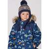 Lined Peruvian Knit Hat with Pompom, Taupe and Navy - Winter Hats - 3