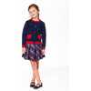 Knitted Cardigan Navy Blue with Red Embroidered Hearts, Navy Blue - Cardigans - 2