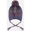 Lined Peruvian Knit Pompom Hat, Black and Purple - Winter Hats - 4