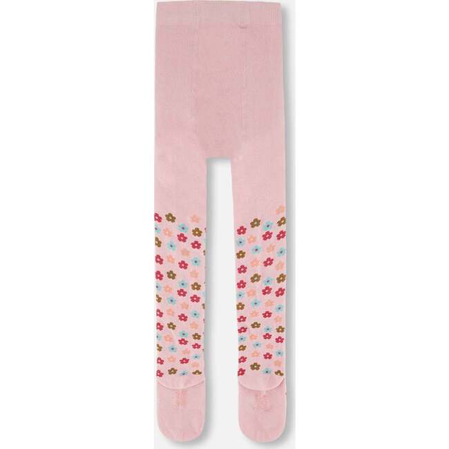 Knit Tights with Flowers, Light Pink - Tights - 3