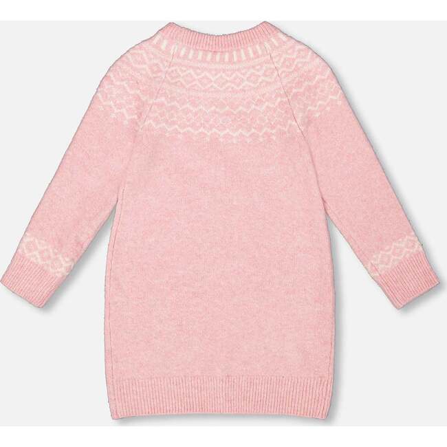 Knitted Dress with Norvegian Jacquard, Dusty Pink - Dresses - 3
