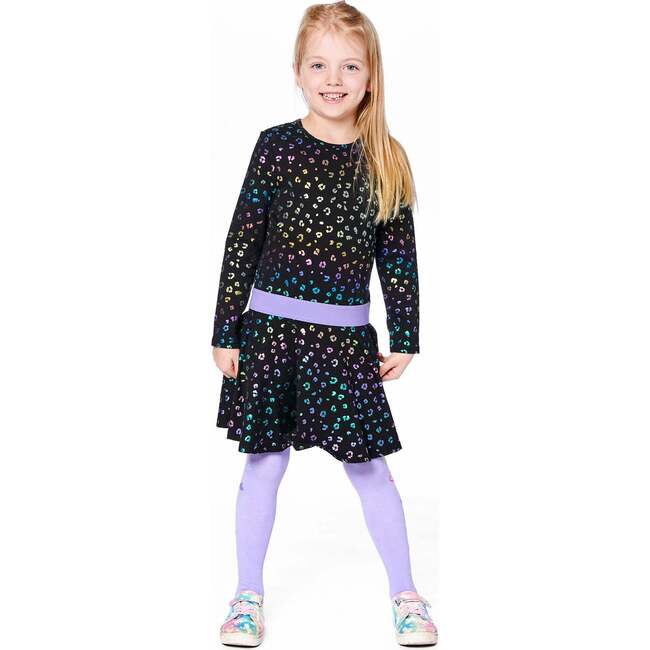 Knit Tights with Hearts, Lavender - Tights - 2