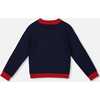 Knitted Cardigan Navy Blue with Red Embroidered Hearts, Navy Blue - Cardigans - 3