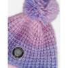 Lined Peruvian Knit Pompom Hat, Blue, Purple and Pink - Winter Hats - 4
