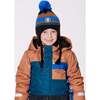 Lined Peruvian Knit Pompom Hat, Black, Blue and Brown - Winter Hats - 3