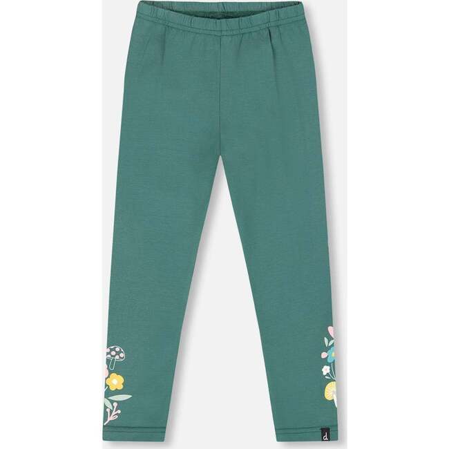 Leggings with Flower Print, Dark Green