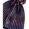 Lined Peruvian Knit Pompom Hat, Black and Purple - Winter Hats - 5