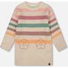 Knitted Tunic with Stripes, Off-White - Sweaters - 1 - thumbnail