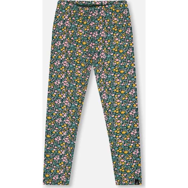Leggings Green with Flower Print, Green Flower Print