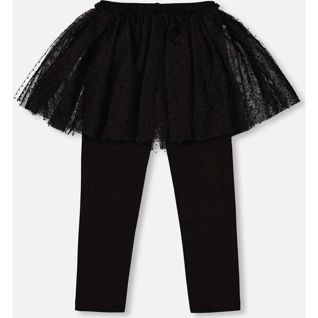 Leggings with Tulle Skirt, Black - Leggings - 3